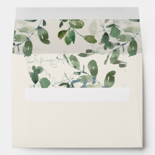 Sage Green Eucalyptus Leaves Cream Envelope