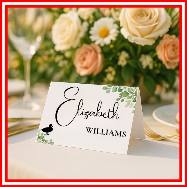 Sage Green Eucalyptus Leaves Duck Wedding Menu (Creator Uploaded)
