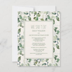 Sage Green Eucalyptus Leaves Wedding Elopement Invitation