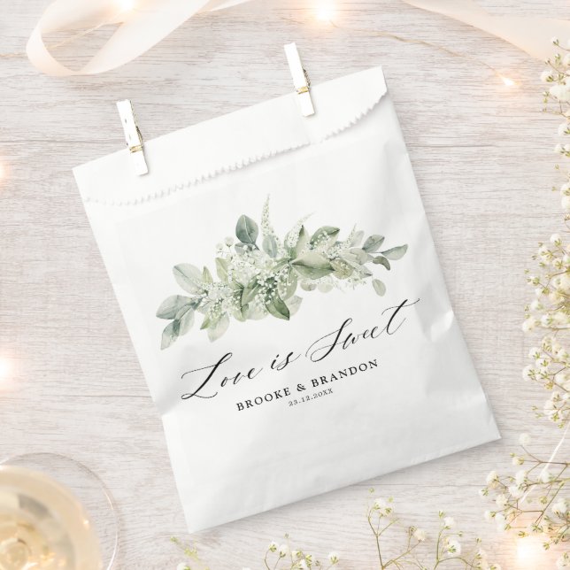 Sage Green Eucalyptus Minimalist Botanical Wedding Favour Bag (Clipped)