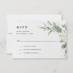 Sage Green Eucalyptus Minimalist Botanical Wedding RSVP Card