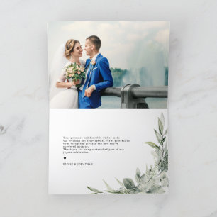 Sage Green Eucalyptus Minimalist Botanical Wedding Thank You Card