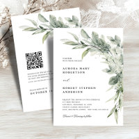 Sage Green Eucalyptus Minimalist QR code Wedding