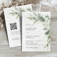 Sage Green Eucalyptus Minimalist QR code Wedding