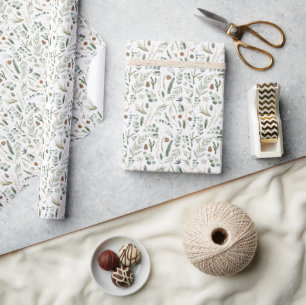 Sage green eucalyptus modern minimal botanical wrapping paper