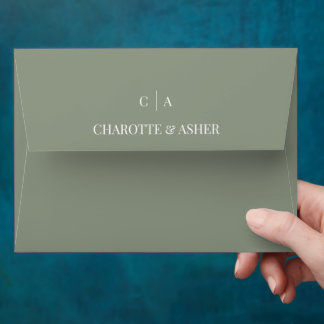 Sage Green Eucalyptus Monogram Wedding Envelope