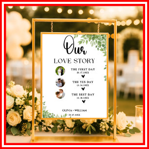 Sage Green Eucalyptus Our Love Story Wedding Sign