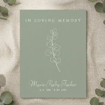 Sage Green Eucalyptus Photo Funeral Thank You