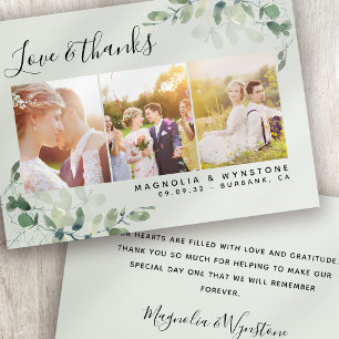 Sage Green Eucalyptus Photo Wedding Thank You Card