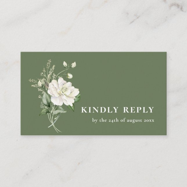 Sage Green Eucalyptus & QR Code Wedding RSVP Enclosure Card (Front)
