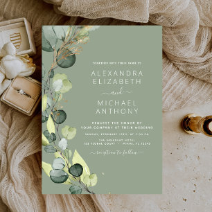 Sage Green Eucalyptus Rustic Greenery Wedding Invitation