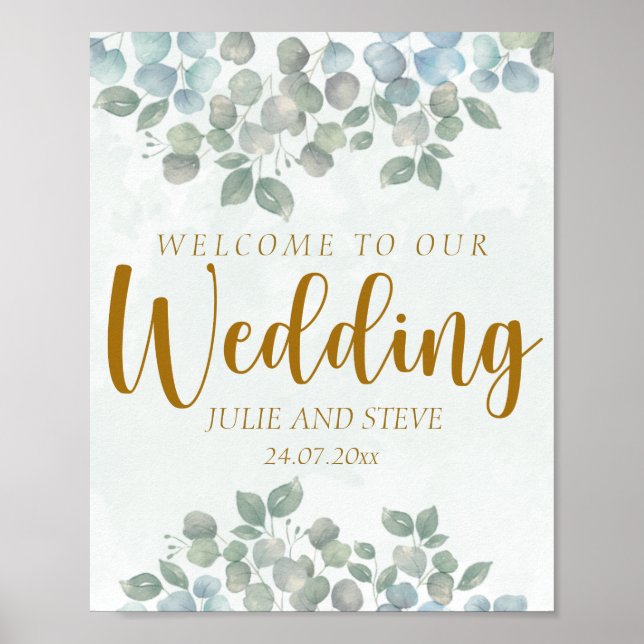 Sage green eucalyptus watercolor poster (Front)