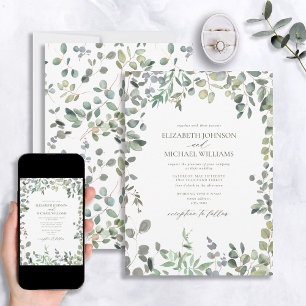Sage Green Eucalyptus Watercolor Wedding Invitation