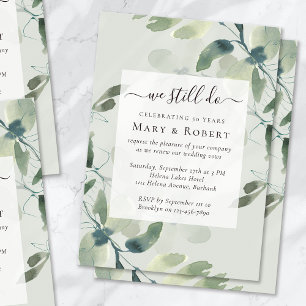 Sage Green Eucalyptus We Still Do Vow Renewal 50th Invitation