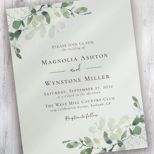 Sage Green Eucalyptus Wedding Invitation (Creator Uploaded)