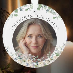 Sage Green Eucalyptus White Roses Remembrance Ornament