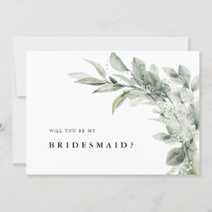 Sage Green Eucalyptus Will you be my Bridesmaid In Invitation