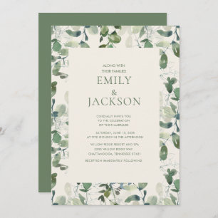 Sage Green EucalyptusLeaves Greenery Wedding Invitation