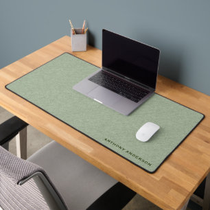 Sage Green Fabric Texture Desk Mat