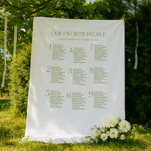 Sage Green Fabric Wedding Seating Chart Tapestry