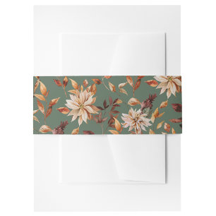 Sage Green Fall Leaves Floral Invitation Belly Band