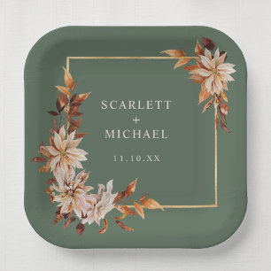 Sage Green Fall Paper Plate