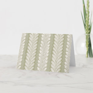 Sage Green Feather Stripe, Dotted Botanical Card