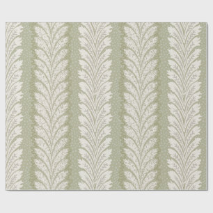 Sage Green Feather Stripe, English Country Wrapping Paper