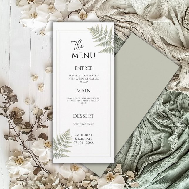 Sage Green Fern Elegant Wedding Menu (Creator Uploaded)