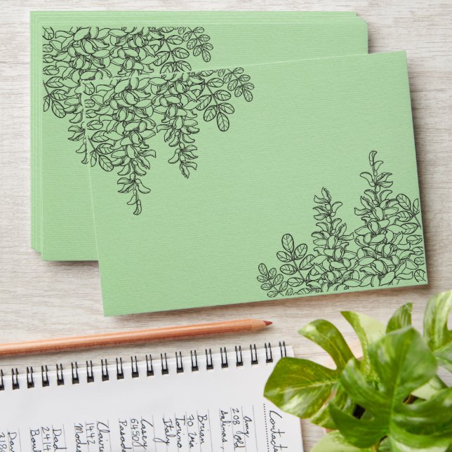 Sage Green Fern Leaf Wedding Envelope (Stacked)