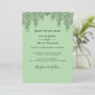 Sage Green Fern Leaf Wedding Invitation