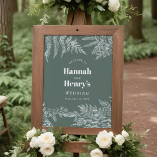 Sage Green Fern Woodland Wedding Welcome Sign