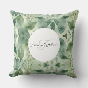 Sage Green Flora Elegant Cushion