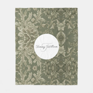 Sage Green Flora Elegant Fleece Blanket