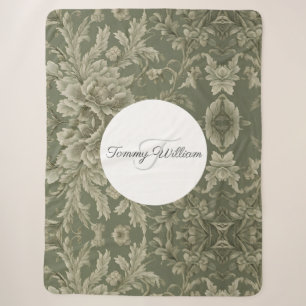 Sage Green Flora Elegant Sherpa Blanket