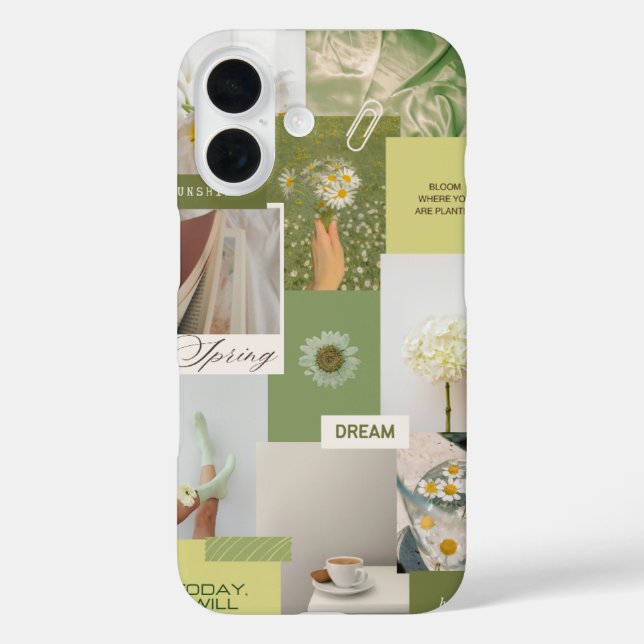 Sage green floral beautiful trendy phone case  (Back)