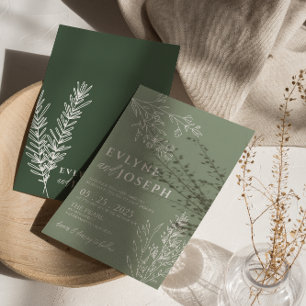 Sage Green Floral Boho Botanical Modern Wedding    Invitation