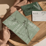 Sage Green Floral Boho Botanical Modern Wedding    Invitation<br><div class="desc">This is a perfect wedding invitation if you looking for an elegant and easy editable invitation . An elegant unique simple minimalist floral botanical sage green wedding invitation. Which features a simple green whole design template and white hand drawn outline botanicals wildflowers and branches . With white bride and groom's...</div>