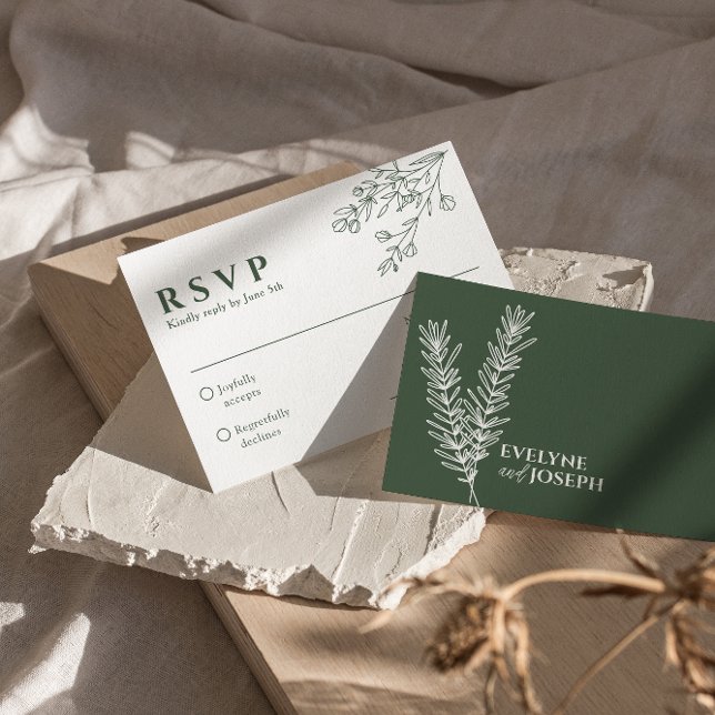 Sage Green Floral Boho Botanical Unique Wedding RSVP Card (Creator Uploaded)
