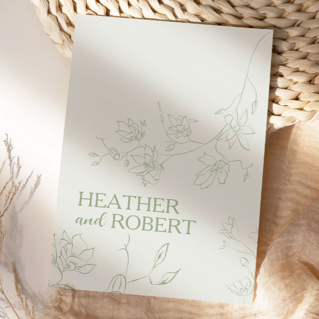 Sage Green Floral Botanical Boho Simple Wedding Invitation (Creator Uploaded)