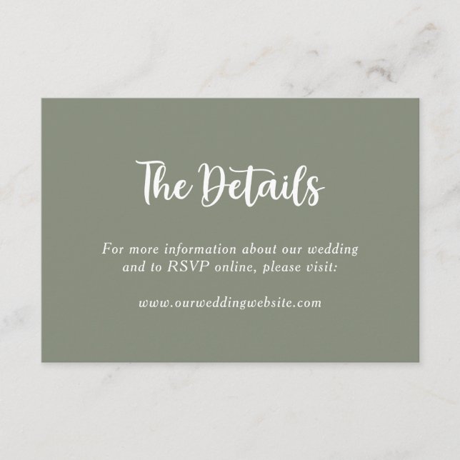 Sage Green Floral Botanical Monogram Couple Name Enclosure Card (Front)