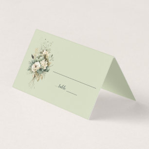 Sage Green Floral Botanical Wedding Place Card