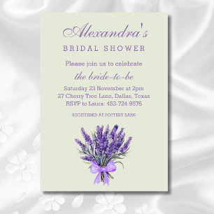 Sage Green Floral Bow Lavender Bridal Shower Invitation
