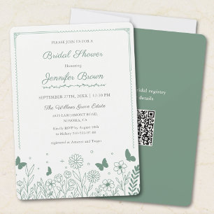 Sage Green Floral Bridal Shower Invitation