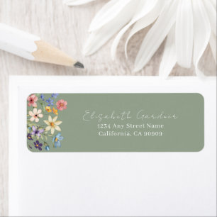 Sage Green Floral Bridal Shower Return Address Return Address Label