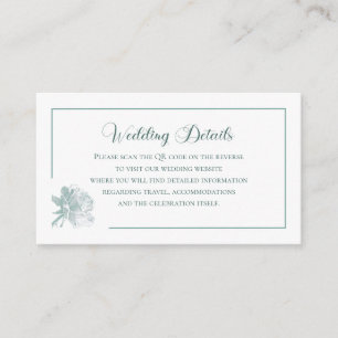 Sage Green Floral Calligraphy QR Info Wedding Enclosure Card
