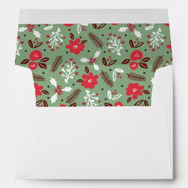 Sage Green Floral Christmas Envelope (Back (Bottom))