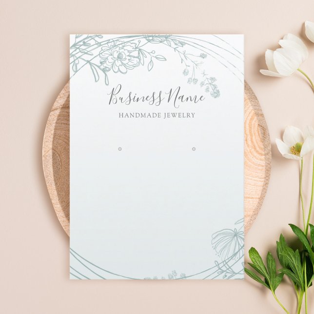 Sage Green Floral Circle Earring Jewellery Display Business Card (Creator Uploaded)