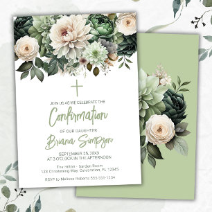 Sage Green Floral Confirmation Invitation