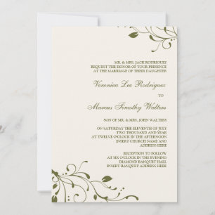 Sage Green Floral Decal Invitation